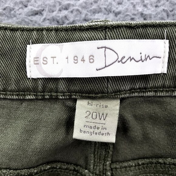 CATO Est. 1946 Womens Size 20W Green High Rise Belted Straight Ankle Jeans NEW - Picture 6 of 16